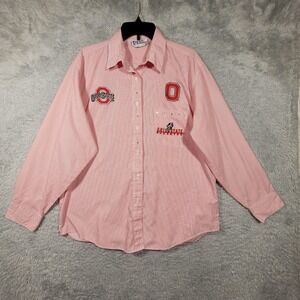 Ohio State Buckeyes Women XL Red White Striped Rhinestone Shirt Las Olas